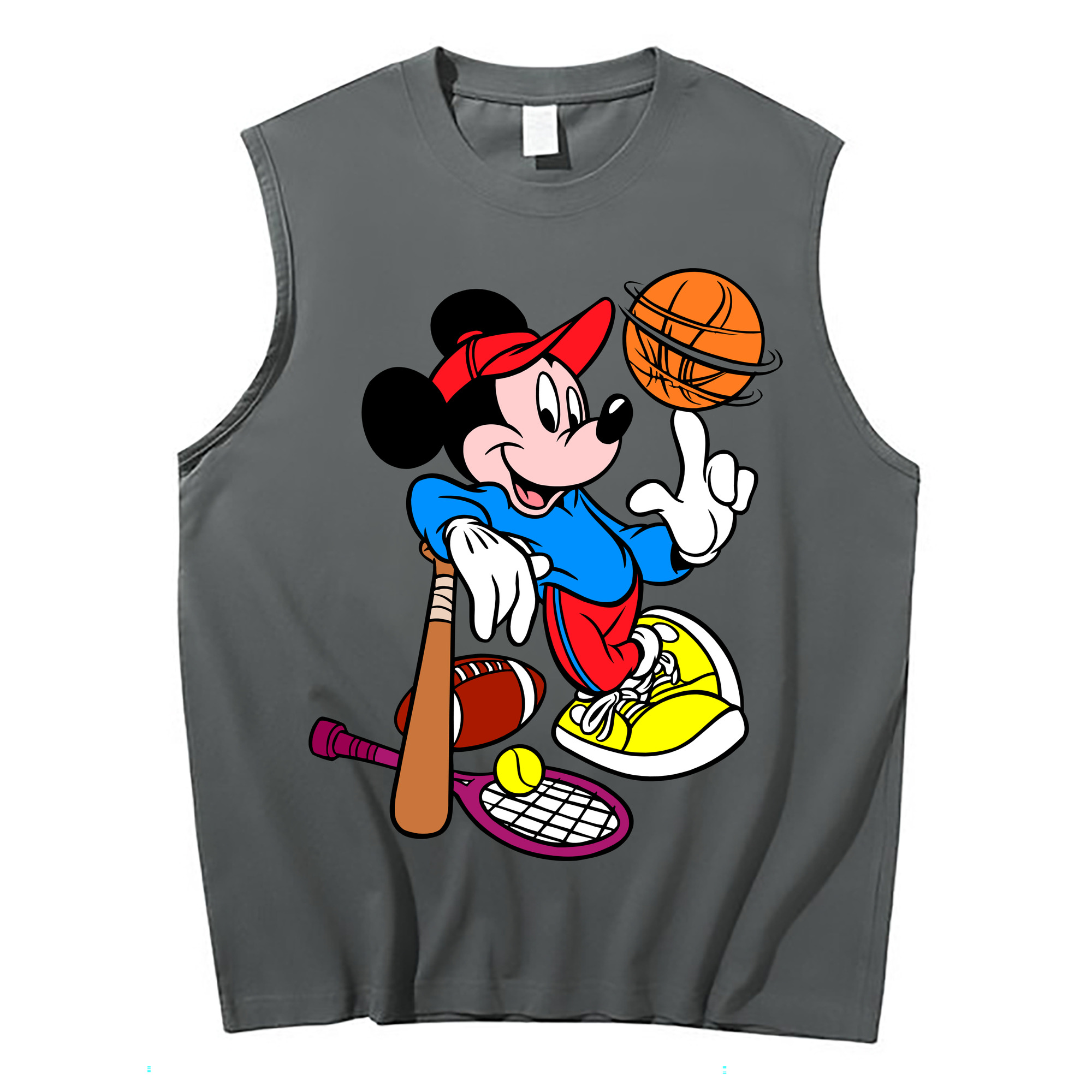 ミッキーマウス Mickey Mouse コットン100％タンクトップ（フロントプリント）